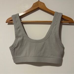 Gray Ribbed Sports Bra